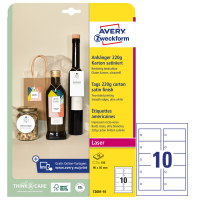 Cartellino stampabile - in cartoncino - con bordi lisci - laser - 90 x 50 mm - 10 cartoncini a foglio - 10 fogli - bianco - Avery - T2001-10 - 4004182335321 - DMwebShop