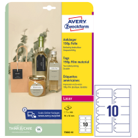 Cartellino stampabile - plastica 190 micron - con angoli tagliati - laser - 90 x 50 mm - 10 cart/fg - 10 fogli - bianco - Avery - T3002-10 - 4004182335376 - DMwebShop