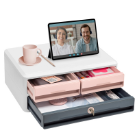 Cassettiera Moov'up 9-021S Mineral con serratura - 2 cassetti piccoli + 1 grande - 37 x 27,45 x 14,6 cm - multicolore - Cep - 1090211681 - 3462159017662 - DMwebShop