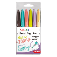 Pennarello Brush Trendy Sign Pen - colori assortiti - conf. 6 pezzi - Pentel - 0022407 - 8006935224070 - DMwebShop