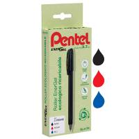 Roller Energel Recycology 96% - punta 0,7 mm - nero-rosso-blu - conf. 3 pezzi - Pentel - 0022418 - 8006935224186 - DMwebShop