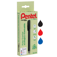 Roller Energel Recycology 96% - punta 0,7 mm - nero-rosso-blu - conf. 3 pezzi - Pentel - 0022418 - 8006935224186 - DMwebShop