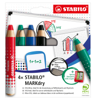 Matitoni Markdry per lavagne - con temperino e panno microfibra - astuccio 4 pezzi - Stabilo - 648/4 - 4006381582520 - DMwebShop