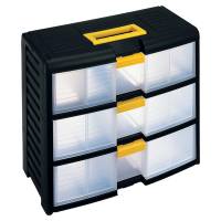 Cassettiera portautensili modulare - 3 cassetti - con maniglia - 39,1 x 19,7 x 33,4 cm - PPL - trasparente-nero - Store-Age - Terry - 1002301 - 8005646023019 - DMwebShop
