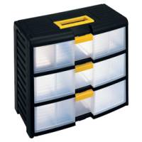 Cassettiera portautensili modulare - 3 cassetti - con maniglia - 39,1 x 19,7 x 33,4 cm - PPL - trasparente-nero - Store-Age - Terry - 1002301 - 8005646023019 - DMwebShop