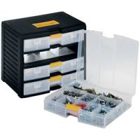 Cassettiera portautensili modulare - 4 cassetti - con maniglia - 39,1 x 29 x 33,4 cm - PPL - trasparente-nero - Store-Age - 1002299 - 8005646022999 - DMwebShop
