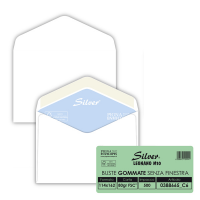 Busta Busta Silver FSC - senza finestra - gommata - 11,4 x 16,2 cm - 80 gr - bianco - conf. 500 pezzi - Pigna - 0388665C6 - 8006873109941 - DMwebShop