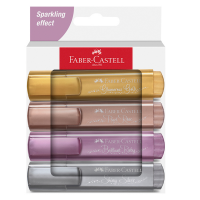 Evidenziatore Textliner 46 - punta a scalpello - tratto 1,0-3,0-5,0 mm - colori assortiti metallic - astuccio 4 colori - Faber Castell - 254674 - 4005402546749 - DMwebShop