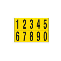 Numeri adesivi da 0 a 9 - in PVC - 70 x 124 mm - 10 etichette per foglio - 1 foglio - nero-giallo - Cartelli Segnalatori - 906.09 - DMwebShop