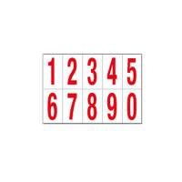 Numeri adesivi da 0 a 9 - in PVC - 70 x 124 mm - 10 etichette per foglio - 1 foglio - rosso-bianco - Cartelli Segnalatori - 916.09 - 8400916101815 - DMwebShop