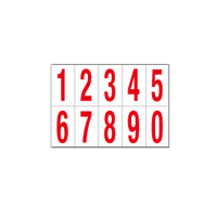 Numeri adesivi da 0 a 9 - in PVC - 70 x 124 mm - 10 etichette per foglio - 1 foglio - rosso-bianco - Cartelli Segnalatori - 916.09 - 8400916101815 - DMwebShop