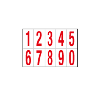 Numeri adesivi da 0 a 9 - in PVC - 56 x 99 mm - 10 etichette per foglio - 1 foglio - rosso-bianco - Cartelli Segnalatori - 915.09 - DMwebShop