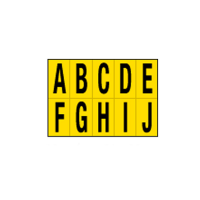 Lettere adesive da A a J - in PVC - 56 x 99 mm - 10 etichette per foglio - 1 foglio - nero-giallo - Cartelli Segnalatori - 905AJ - 8409051101827 - DMwebShop