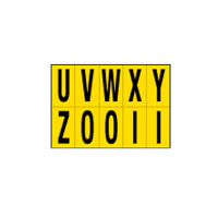 Lettere adesive da U a Z - in PVC - 56 x 99 mm - 10 etichette per foglio - 1 foglio - nero-giallo - Cartelli Segnalatori - 905UZ - DMwebShop