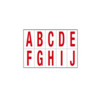Lettere adesive da A a J - in PVC - 70 x 124 mm - 10 etichette per foglio - 1 foglio - rosso-bianco - Cartelli Segnalatori - 916AJ - 8409161101830 - DMwebShop