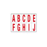 Lettere adesive da A a J - in PVC - 70 x 124 mm - 10 etichette per foglio - 1 foglio - rosso-bianco - Cartelli Segnalatori - 916AJ - 8409161101830 - DMwebShop