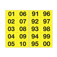 Numero adesivo da 01 a 99 - 44 x 34 mm - 10 etichette per foglio - 10 fogli - nero-giallo - Cartelli Segnalatori - 908.31 - 8409081101842 - DMwebShop