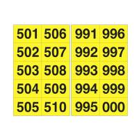 Numero adesivo da 501 a 999 - 45 x 24 mm - 10 etichette per foglio - 50 fogli - nero-giallo - Cartelli Segnalatori - 908.29 - 8409083101840 - DMwebShop
