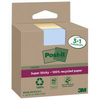 Blocco foglietti SuperSticky Green - 654R-SSCOL3+1 - 76 x 76 mm - carta riciclata - colori pastello assortiti - 70 fogli - conf. 4 blocchi - Post-it - 7100285103 - 4064035060251 - DMwebShop