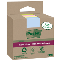 Blocco foglietti SuperSticky Green - 654R-SSCOL3+1 - 76 x 76 mm - carta riciclata - colori pastello assortiti - 70 fogli - conf. 4 blocchi - Post-it - 7100285103 - DMwebShop