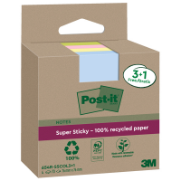Blocco foglietti SuperSticky Green - 654R-SSCOL3+1 - 76 x 76 mm - carta riciclata - colori pastello assortiti - 70 fogli - conf. 4 blocchi - Post-it - 7100285103 - 4064035060251 - DMwebShop