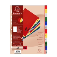 Divisori Numerici - 1-12 - PPL opaco - A4 - colori assortiti - conf. 20 pezzi - Exacompta - 1512E - 3130630015123 - DMwebShop