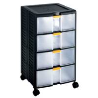 Cassettiera portautensili modulare Store Age 4 cassetti con maniglia e ruote 39,1 x 39 x 62,9 cm PPL trasparente nero 1002296 - 12773
