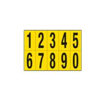 Numeri adesivi da 0 a 9 in PVC 70 x 124 mm 10 etichette per foglio 1 foglio nero giallo - 12594