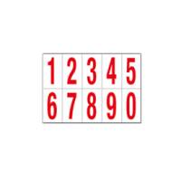Numeri adesivi da 0 a 9 in PVC 70 x 124 mm 10 etichette per foglio 1 foglio rosso bianco - 12396