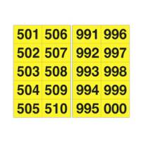 Numero adesivo da 501 a 999,45 x 24 mm 10 etichette per foglio 50 fogli nero giallo - 12371