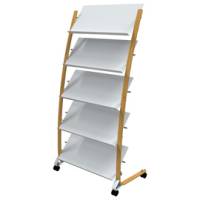 Portariviste da terra 5 tasche 36 x 86 x 165 cm legno ABS bianco - 12017