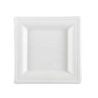 Piatto piano monouso - quadrato - 16 x 16 cm - canna da zucchero - bianco - conf. 50 pezzi - Signor Bio - BPS001BIO50B - 8055715780473 - DMwebShop
