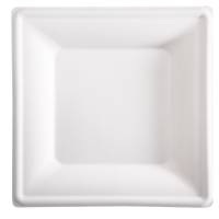 Piatto piano monouso - quadrato - 26 x 26 cm - canna da zucchero - bianco - conf. 50 pezzi - Signor Bio - BPS003BIO50B - 8055715780534 - DMwebShop