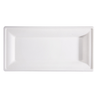 Piatto piano monouso - rettangolare - 26 x 13 cm - canna da zucchero - bianco - conf. 50 pezzi - Signor Bio - BPR001BIO50B - 8055715780442 - DMwebShop