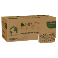 Asciugamani piegati a V Simplify - 20,3 x 21 cm - goffratura a onda - 16,5 gr - bianco - conf. 10 pezzi - Papernet - 420283 - 08024929009090 - DMwebShop