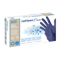 Guanti nitrile ipoallergenici N350 - senza acceleranti - taglia L - blu - conf. 100 pezzi - Reflexx - N350/L - 8032891633762 - DMwebShop