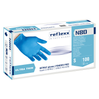 Guanti in nitrile N80 - ultrasottili - taglia S - azzurro - conf. 100 pezzi - Reflexx - N80B/S - 8032891631065 - DMwebShop