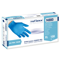 Guanti in nitrile N80 - ultrasottili - taglia XL - azzurro - conf. 100 pezzi - Reflexx - N80B/XL - 8032891631096 - DMwebShop