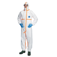 Tuta Tyvek 800J - con nastrature arancioni - taglia XL - bianco - Dupont - TY390.59.01-XL - 5450208013060 - DMwebShop