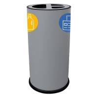 Contenitore tondo per raccolta differenziata - 3 scomparti - 70 lt - grigio - Stilcasa - 873/G - 8033630038817 - DMwebShop