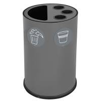 Contenitore tondo per raccolta differenziata - con divisiorio bicchieri - 50 lt - grigio - Stilcasa - 995/G - 8033630051953 - DMwebShop