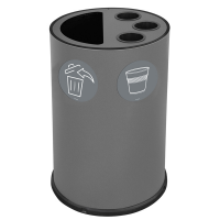 Contenitore tondo per raccolta differenziata - con divisiorio bicchieri - 50 lt - grigio - Stilcasa - 995/G - 8033630051953 - DMwebShop
