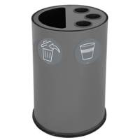 Contenitore tondo per raccolta differenziata con divisiorio bicchieri 50 lt grigio - 20185