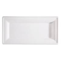 Piatto piano monouso rettangolare 26 x 13 cm canna da zucchero bianco - 18211