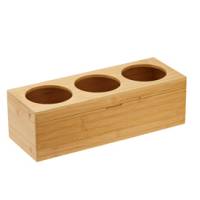 Portabottiglie con tre fori 42 x15,5 x13 cm bamboo colore naturale - 17908