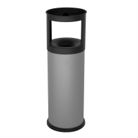 Gettacarte autoestinguente con posacenere - 25 lt - Ø 25 cm - H 80 cm - acciaio - grigio - Stilcasa - 572/G - 8033630000418 - DMwebShop