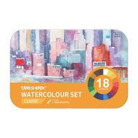 Acquerelli demi-godet - con pennello brush - in scatola di metallo - colori classici assortiti - astuccio 18 colori - Dom - 13060/1 - 6902983052608 - DMwebShop