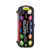 Pastiglia Acquerello - Ø 30 mm - colori assortiti fluo - astuccio da 12 pezzi - F351400 Giotto - 8000825056123 - DMwebShop