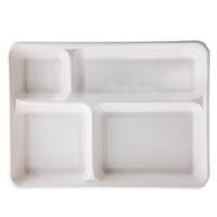 Vassoio biodegradabile - 4 scomparti - 37 x 27 x 3,6 cm - canna da zucchero - bianco - conf. 40 pezzi - Signor Bio - BTR001BIO40B - 8055715783245 - DMwebShop