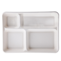 Vassoio biodegradabile - 4 scomparti - 37 x 27 x 3,6 cm - canna da zucchero - bianco - conf. 40 pezzi - Signor Bio - BTR001BIO40B - 8055715783245 - DMwebShop